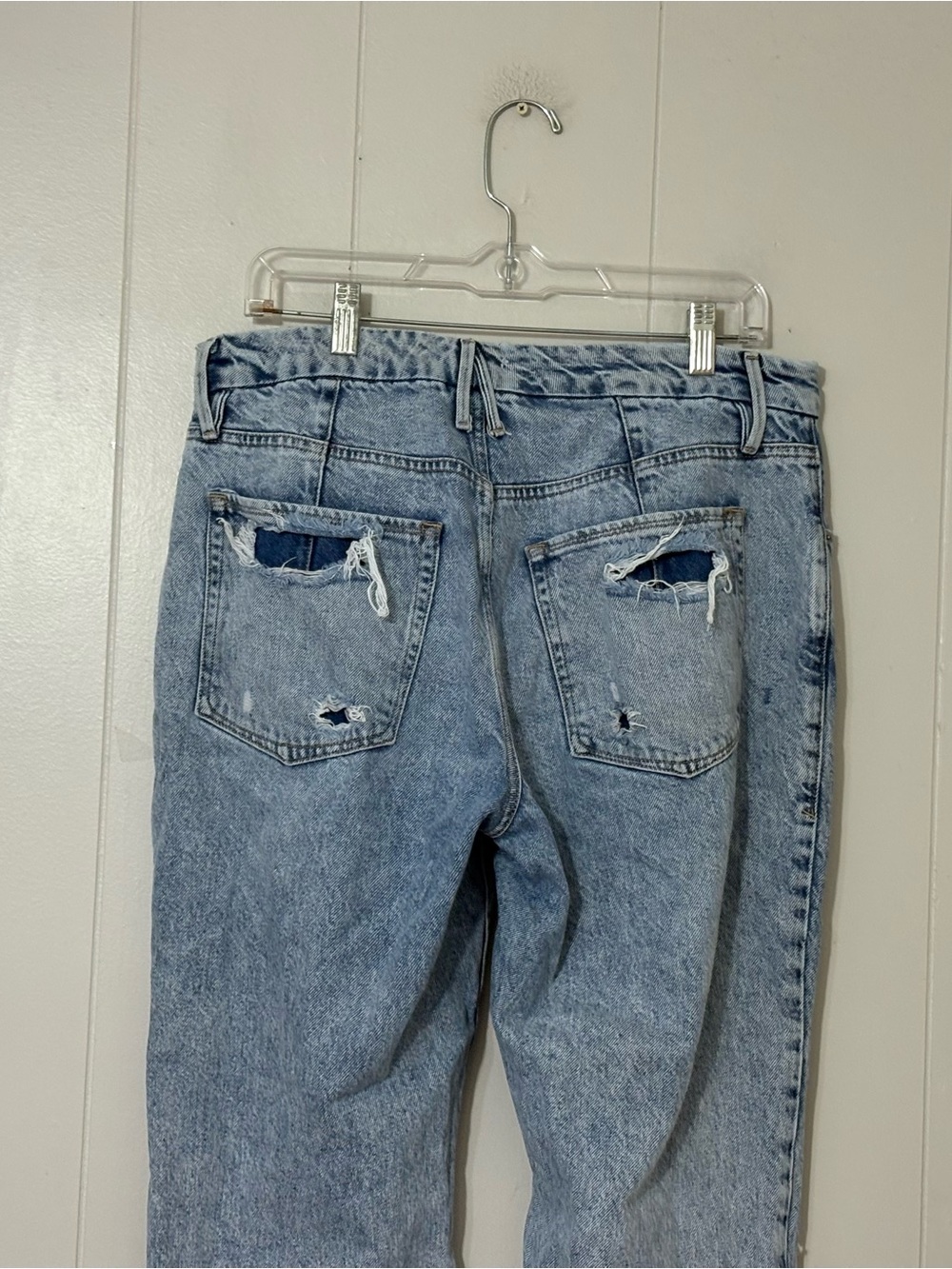 Good American Good Heritage Straight Boyfriend Jeans Distressed Blue 10/30 - Picture 2 of 8